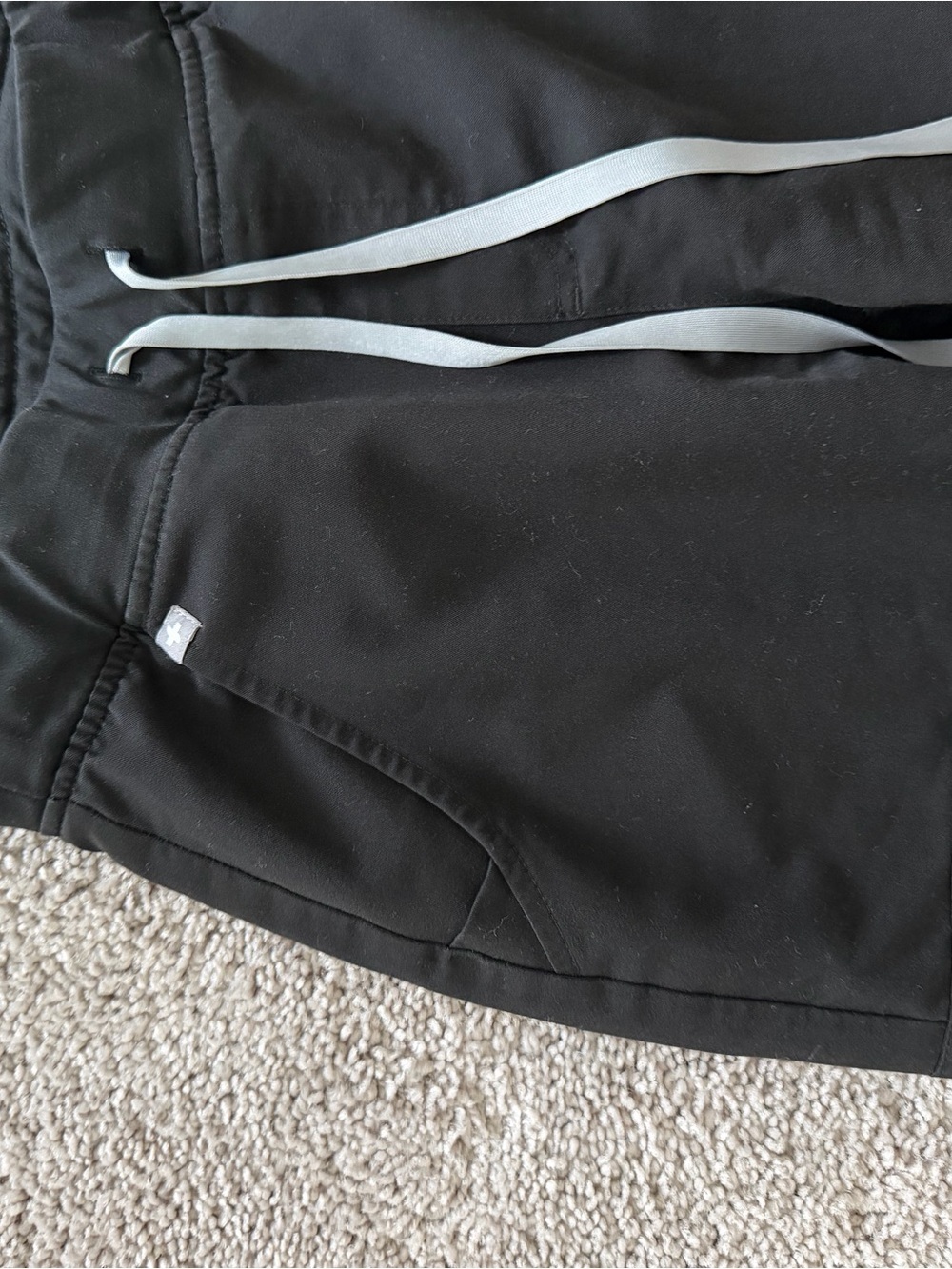 Figs Black Performance Shorts with Gray Drawstrings
